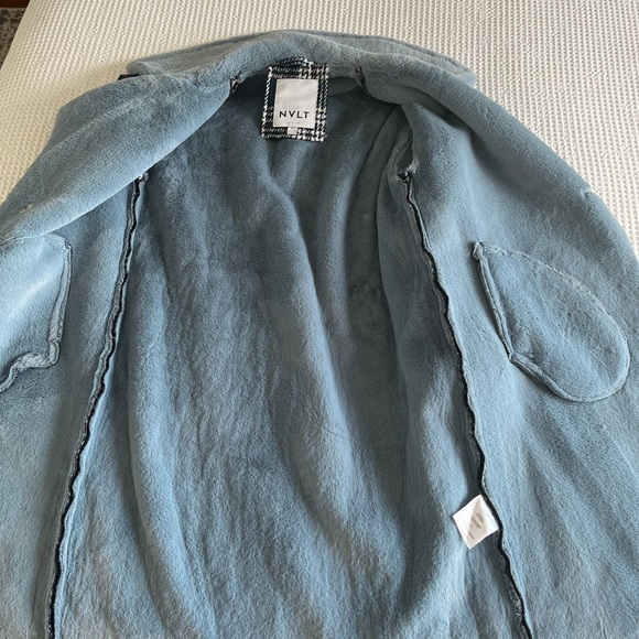 NWT NVL Plaid Coat Blue size M - Picture 7 of 10